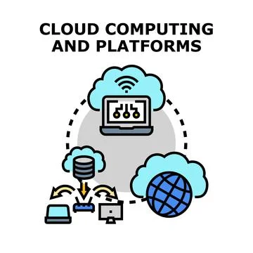 Cloud computing platform connecting global data network Stock Illustration