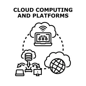 Cloud computing platform connecting global data network 库存插图
