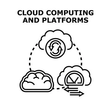 Cloud computing platform with data synchronization and network exchange Illustrazione stock