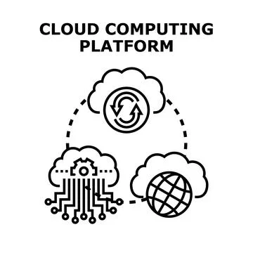Cloud computing platform managing global data services 스톡 일러스트