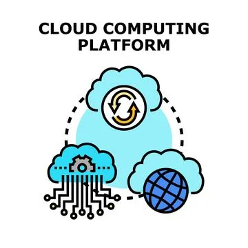 Cloud computing platform managing global data services Illustrazione stock
