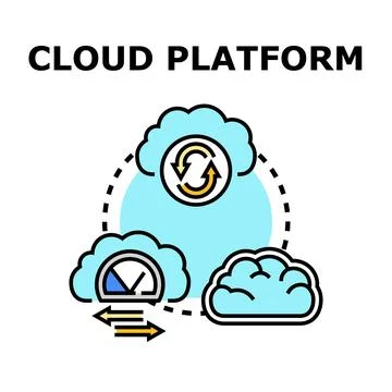 Cloud computing platform system concept exchanging data Stock Illustration