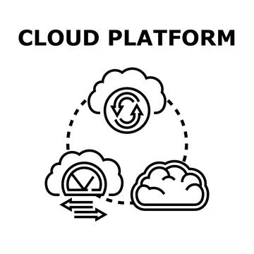 Cloud computing platform system concept exchanging data Stock Illustration