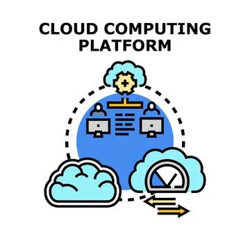 Cloud computing platform system connecting users with data Stock Illustration