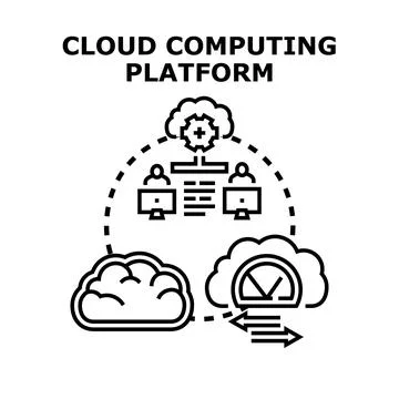 Cloud computing platform system connecting users with data Illustrazione stock