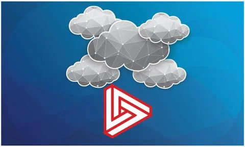 Cloud Computing with play button Stock Illustration