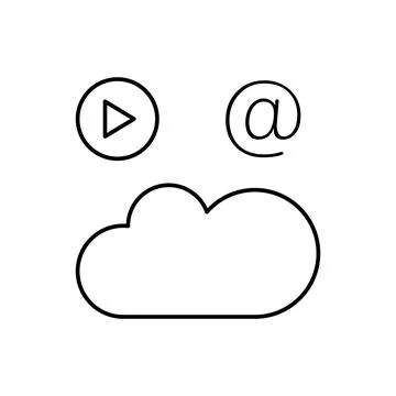 Cloud computing, play, mail icon. Simple line, outline vector elements of Illustrazione stock