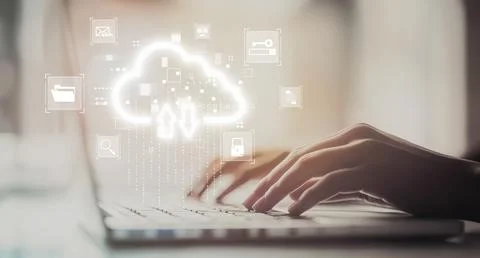 Cloud Computing Power Enhance Cloud Strategy for Business EIDE Foto stock