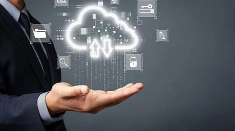 Cloud Computing Power Enhance Cloud Strategy for Business EIDE 스톡 사진