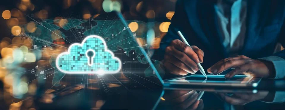 Cloud Computing Power Enhance Cloud Strategy for Business EIDE Foto stock