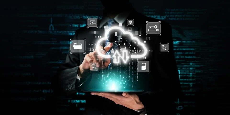 Cloud Computing Power Enhance Cloud Strategy for Business EIDE 库存照片
