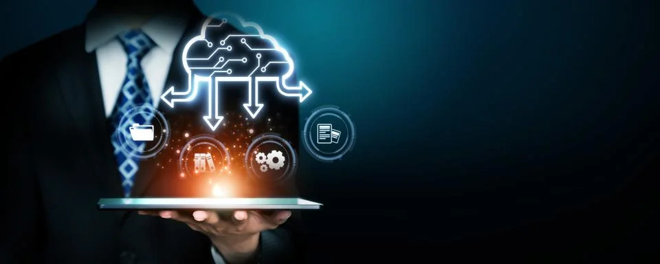 Cloud Computing Power Enhance Cloud Strategy for Business FaaS Stockfoto's