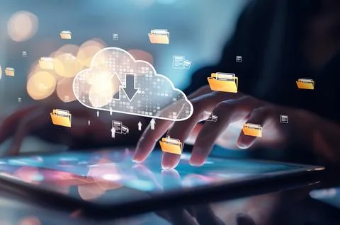 Cloud Computing Power Enhance Cloud Strategy for Business EIDE 스톡 사진