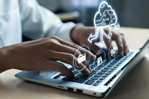 Cloud Computing Power Enhance Cloud Strategy for Business FaaS Foto stock