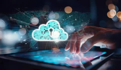 Cloud Computing Power Enhance Cloud Strategy for Business EIDE Foto stock