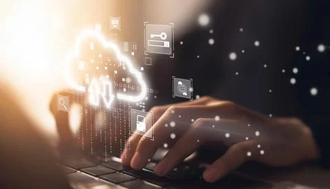 Cloud Computing Power Enhance Cloud Strategy for Business EIDE 스톡 사진