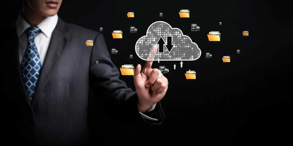 Cloud Computing Power Enhance Cloud Strategy for Business EIDE Foto stock