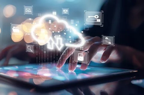 Cloud Computing Power Enhance Cloud Strategy for Business EIDE 스톡 사진