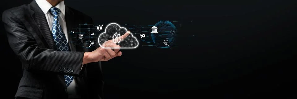 Cloud Computing Power Enhance Cloud Strategy for Business FaaS Foto stock