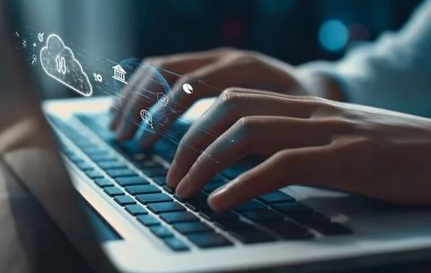 Cloud Computing Power Enhance Cloud Strategy for Business EIDE Foto stock