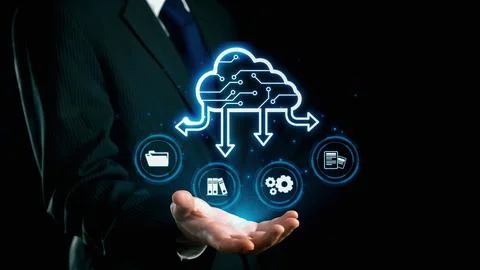 Cloud Computing Power Enhance Cloud Strategy for Business UUID Foto stock