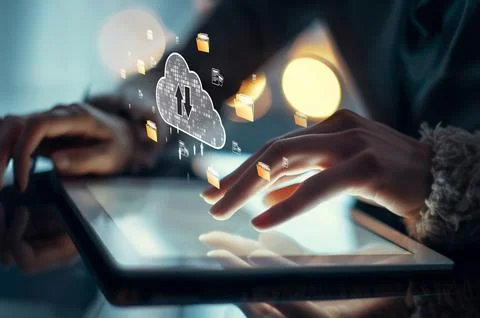 Cloud Computing Power Enhance Cloud Strategy for Business EIDE Foto stock