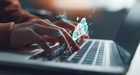 Cloud Computing Power Enhance Cloud Strategy for Business EIDE Foto stock