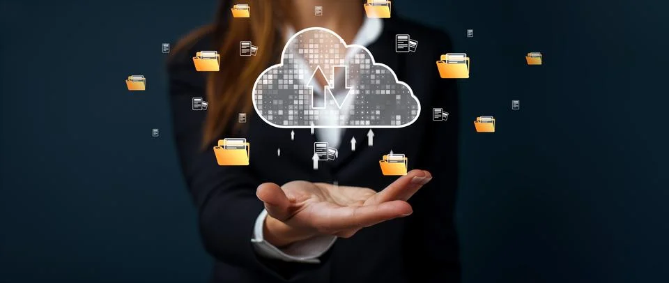 Cloud Computing Power Enhance Cloud Strategy for Business EIDE 스톡 사진