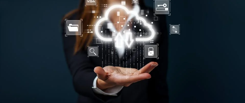 Cloud Computing Power Enhance Cloud Strategy for Business EIDE Foto stock