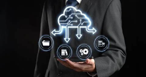 Cloud Computing Power Enhance Cloud Strategy for Business FaaS Foto stock