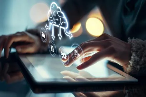 Cloud Computing Power Enhance Cloud Strategy for Business EIDE Foto stock