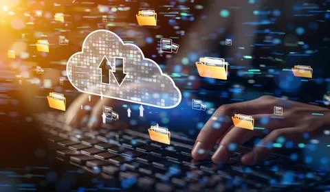 Cloud Computing Power Enhance Cloud Strategy for Business EIDE Foto stock