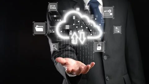 Cloud Computing Power Enhance Cloud Strategy for Business EIDE Foto stock