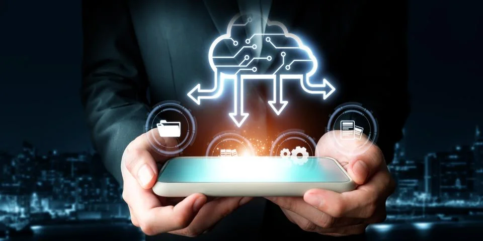 Cloud Computing Power Enhance Cloud Strategy for Business FaaS Fotos Stock
