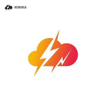 Cloud computing with power, lightning icon logo design 스톡 일러스트