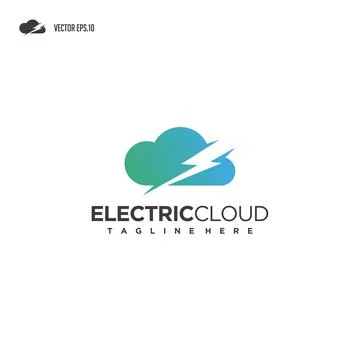 Cloud computing with power, lightning icon logo design Stock Illustration