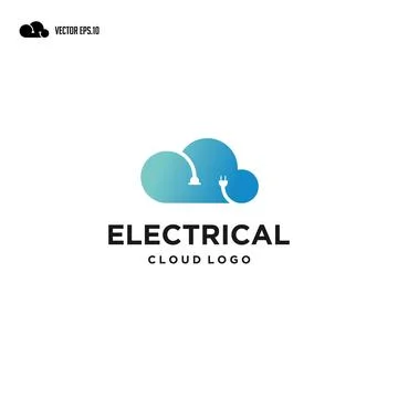 Cloud computing with power logo design Illustrazione stock
