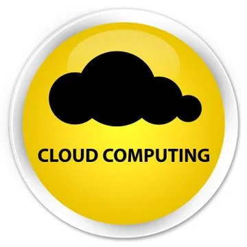 Cloud computing premium yellow round button Stock Illustration