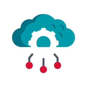 Cloud computing processing big data and network connection 库存插图