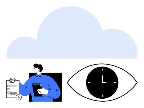 Cloud computing, productivity, time management, digital oversight, informatio 스톡 일러스트