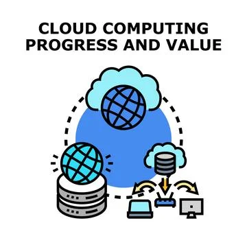 Cloud computing progress and value concept Stock Illustration