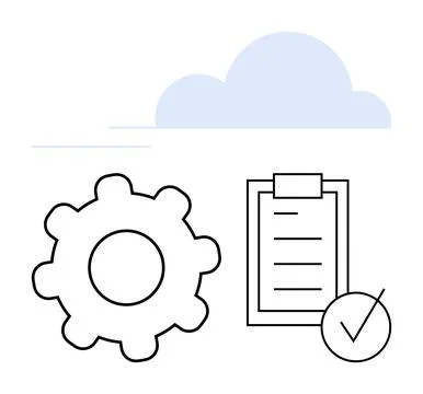 Cloud computing, project management, workflows, task tracking, data organizat 库存插图