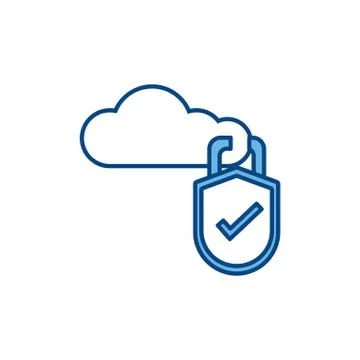 Cloud computing protection checkmark internet line and fill Stock Illustration