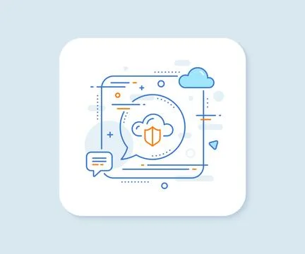 Cloud computing protection line icon. Internet data storage sign. Vector Stock Illustration