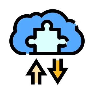 Cloud computing puzzle piece data transfer icon Illustration