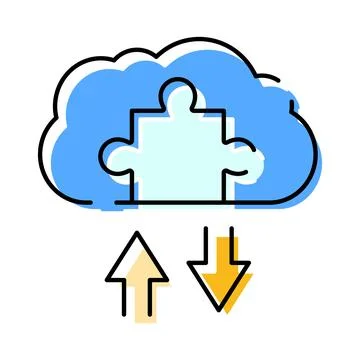 Cloud computing puzzle piece data transfer icon Illustration