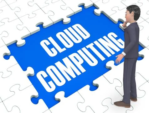 Cloud Computing Puzzle Shows Online Services 3d Rendering Stock Illustration