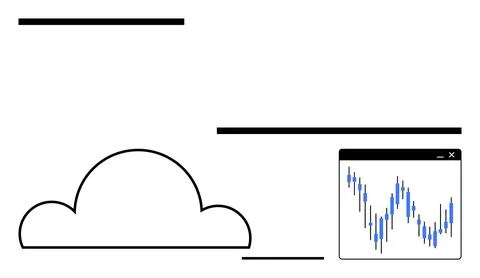 Cloud computing with real-time data analysis on a graphical interface window イラスト素材