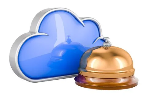 Cloud computing with reception bell, 3D rendering 스톡 일러스트