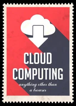Cloud Computing on Red in Flat Design. Illustrazione stock